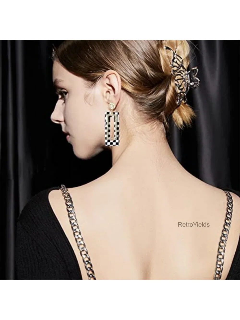 Vintage 60s 70s Acrylic Dangle Drop Earrings Resin Geometry Stud for Women